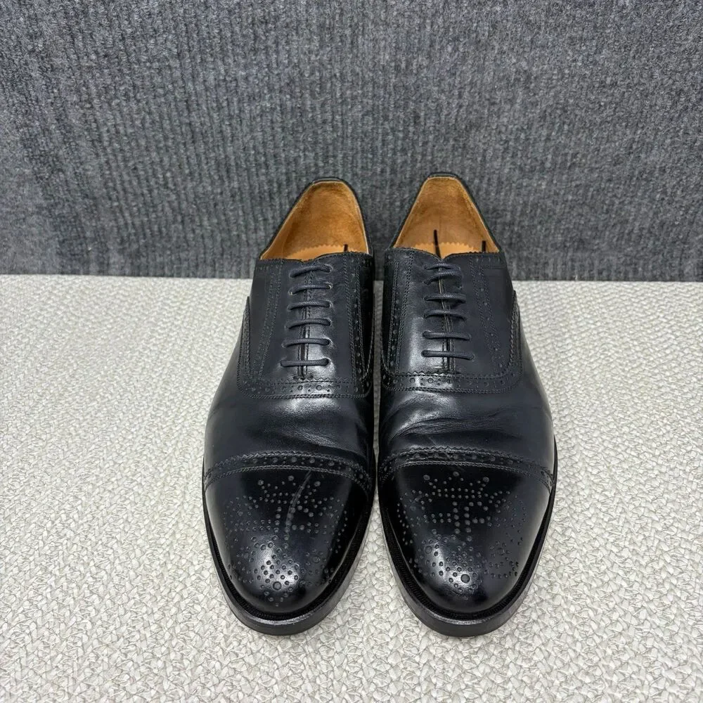 John Fluevog Classic Leather Oxfords Cap Toe Wingtip Black Men’s Size 10.5